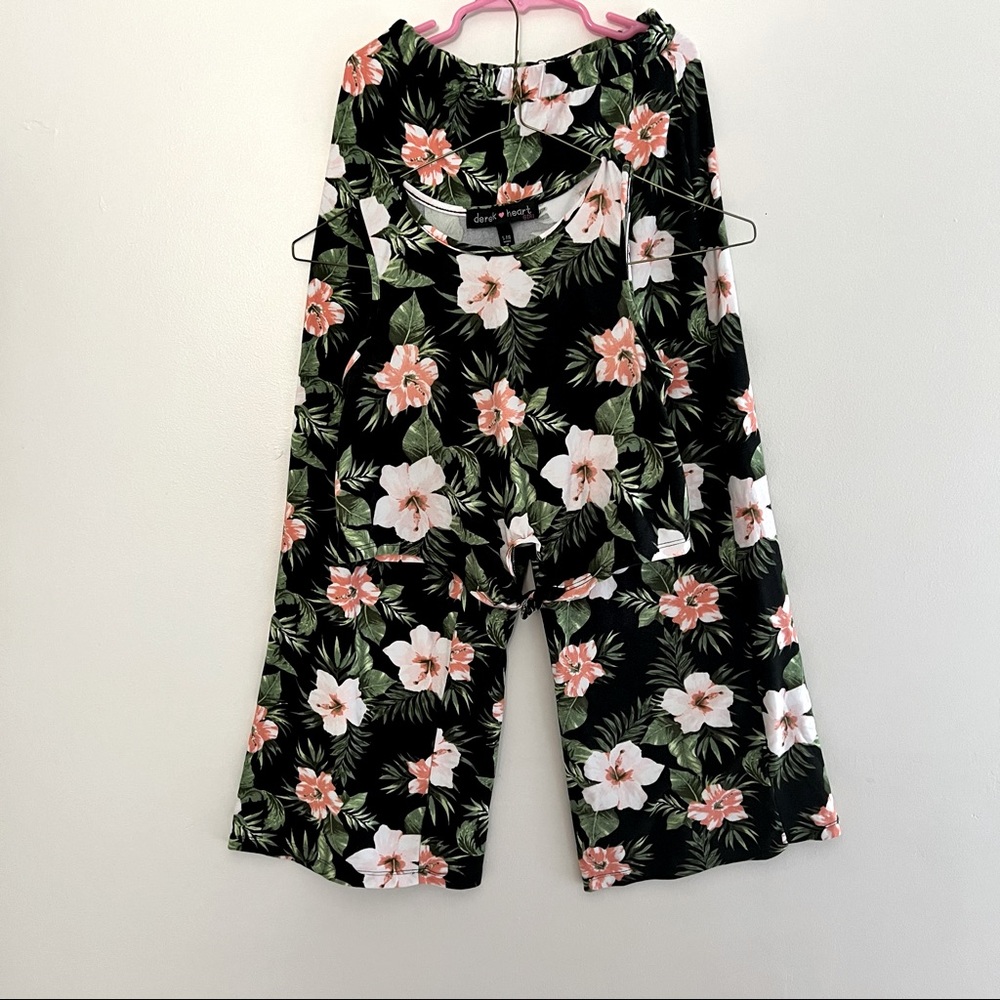 Derek Heart- Girls Black Floral Set Small 7/8